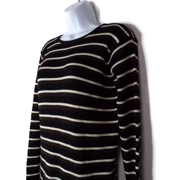 Linda Allard and Ellen Tracy Striped Women's Pullover Top Size L Merino 2837 - Picture 3 of 7